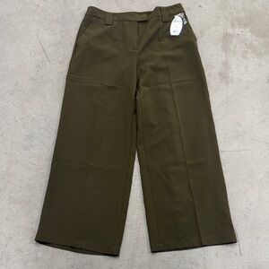 Wide Leg Olive Green Trousers